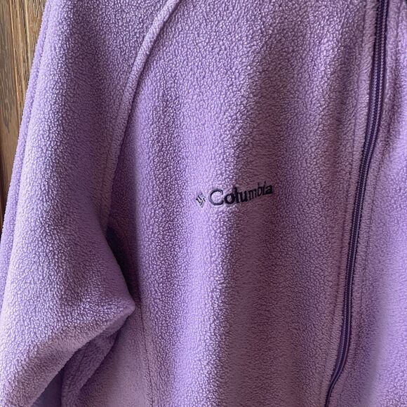 Columbia Sportswear Fleece Women's Sz L Purple Full Zip Logo Gorpcore Mock Neck - Picture 2 of 13